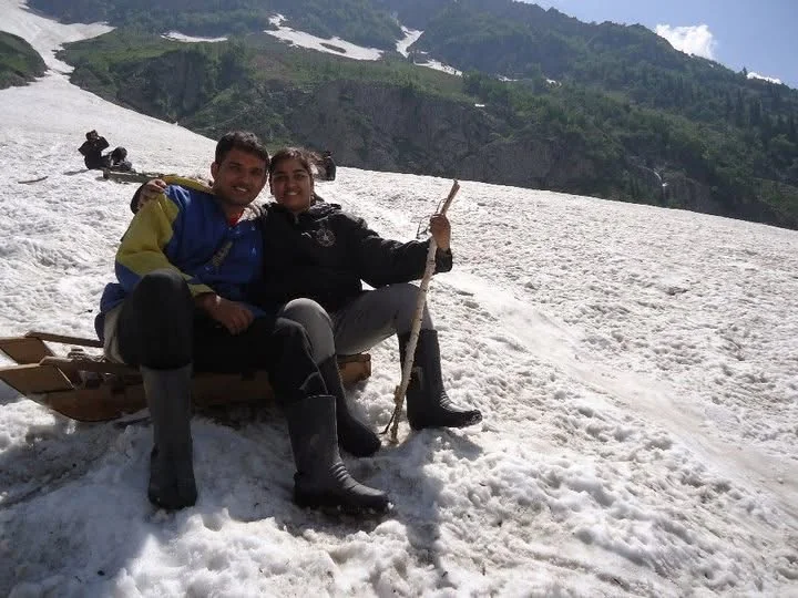 The founder and her brother on a family trip to Kashmir