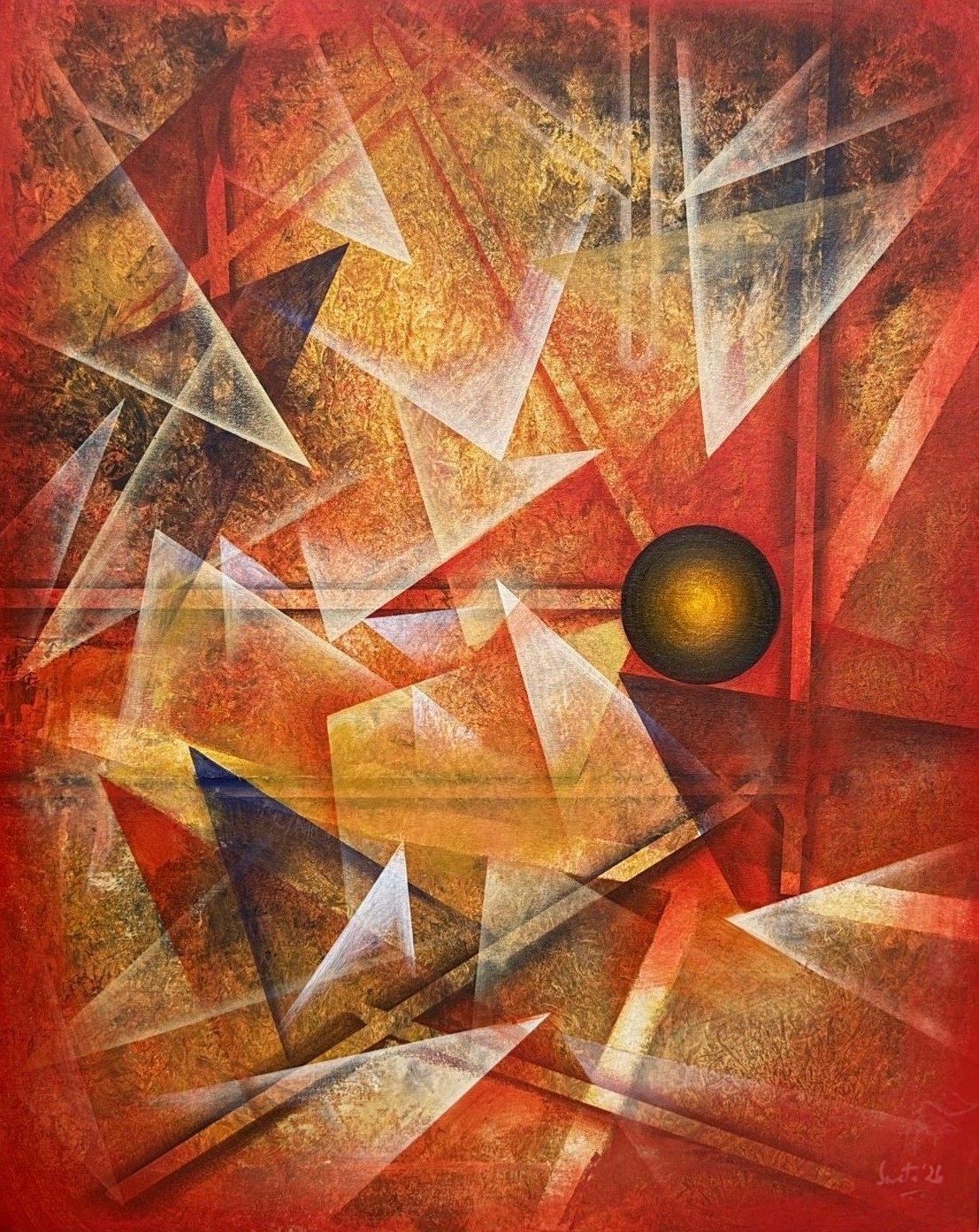 Confluence — original abstract cityscape painting, Indian contemporary wall art