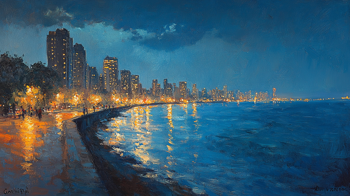 Marine Drive, Blue Hour — original artwork
